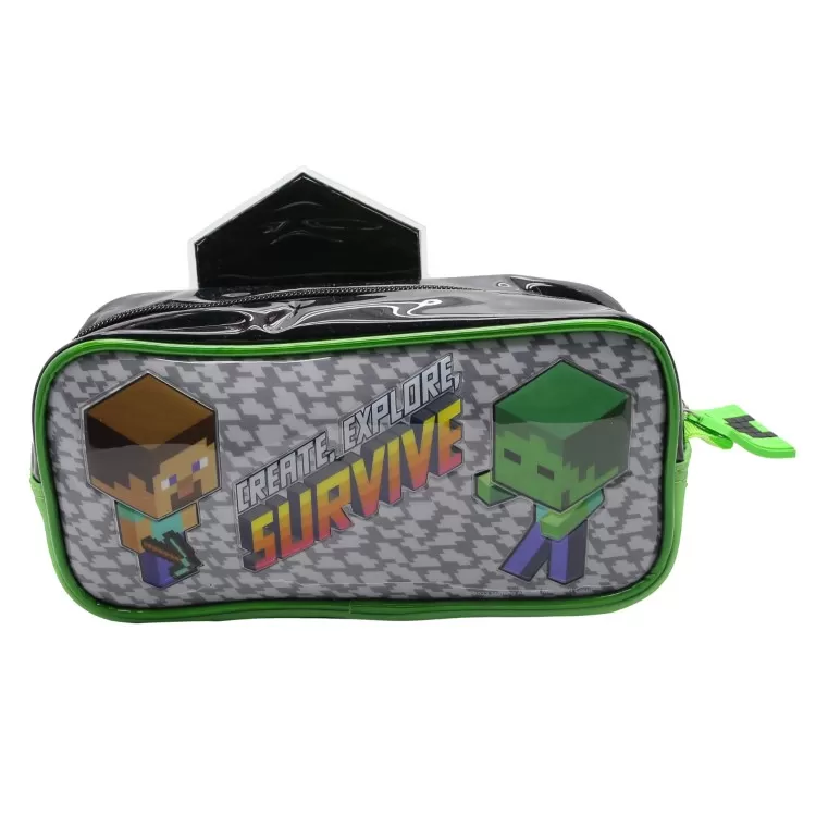 Cartuchera Escolar Cresko 2026 Minecraft 3D 1 Cierre Art.MI519